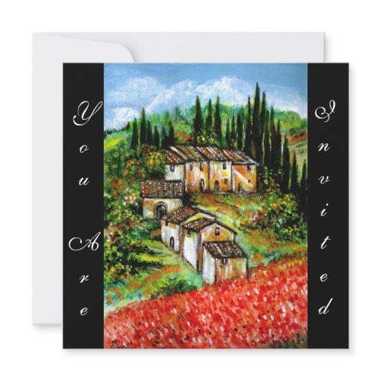 ANTIQUE RUSTIC VILLAGE IN TUSCANY, red blue black