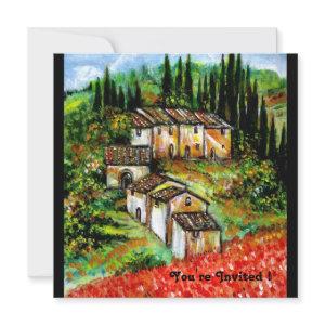 ANTIQUE RUSTIC VILLAGE IN TUSCANY, red blue black