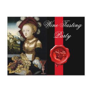 ANTIQUE VINEYARD GRAPES AND WINE ,RED WAX SEAL POSTCARD