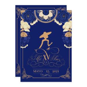 Anuncio Charro , in Navy Blue, and Gold  Announcement