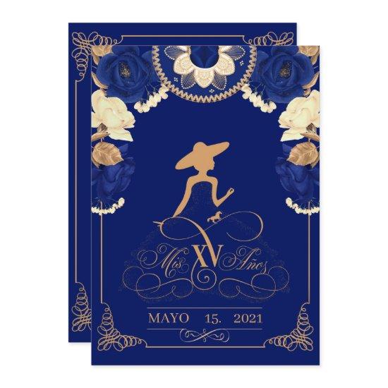 Anuncio Charro , in Navy Blue, and Gold  Announcement