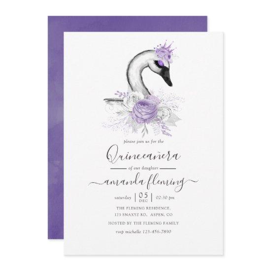 Any Age Watercolor Swan Floral Birthday Party