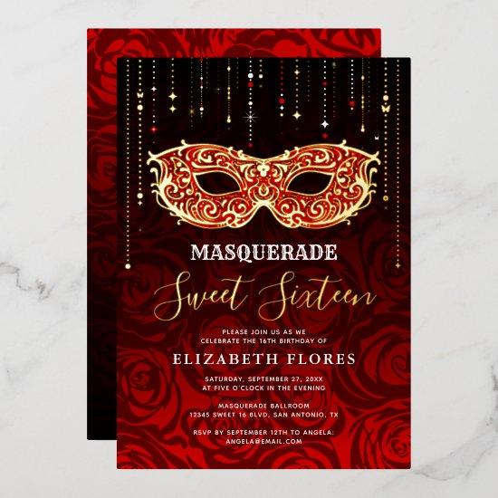 Any Color Theme Sweet 16 Masquerade Birthday Foil