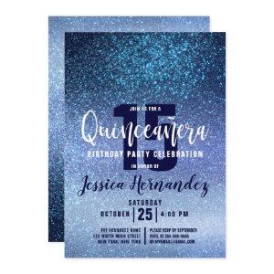 Aqua Baby Blue Triple Glitter Ombre Quinceaña