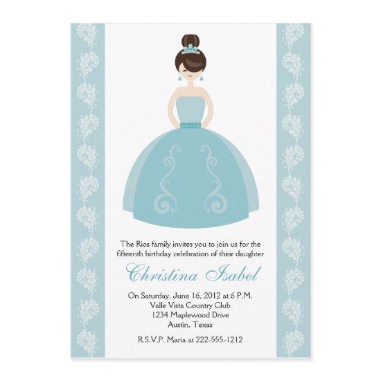 Aqua Blue Dress Brunette Quinceanera