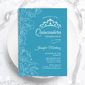 Aqua Blue Floral Quinceanera Party