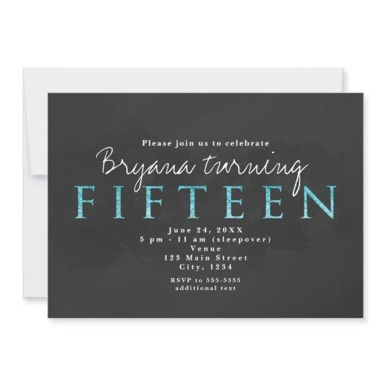 Aqua Blue & Grey 15TH 15 Birthday Party