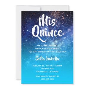 Aqua Blue Stars Cosmic Ombre Mis Quince Birthday