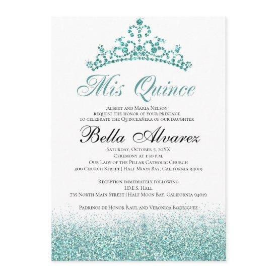 Aqua Glitter Quinceañera  Mis Quince