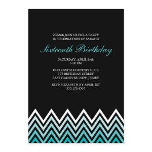 Aqua Ombre Chevrons Birthday