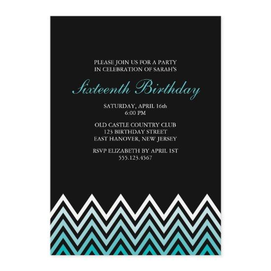 Aqua Ombre Chevrons Birthday