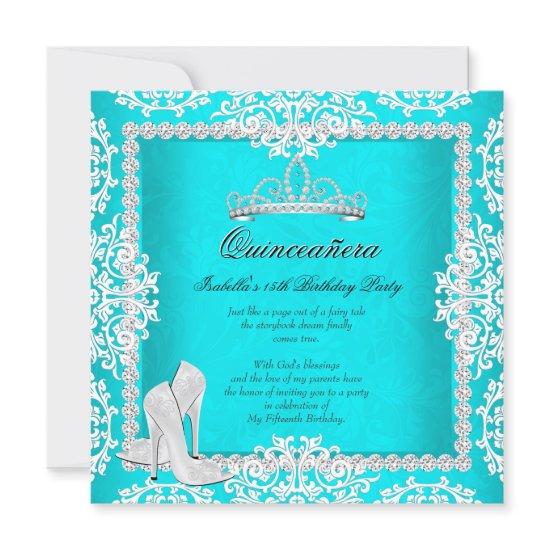 Aqua Quinceanera 15th Birthday Tiara High Heels