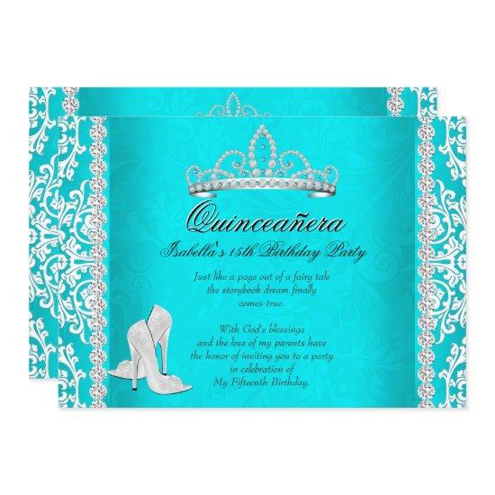 Aqua Quinceanera 15th Birthday Tiara High Heels