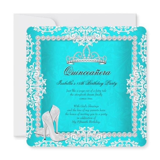 Aqua Quinceanera 15th Birthday Tiara High Heels