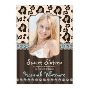 Aqua Rhinestone Look Leopard Print Sweet Sixteen