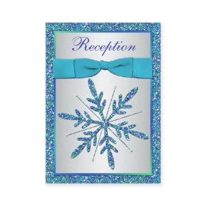 Aqua, Silver, Blue Snowflake Enclosure Card