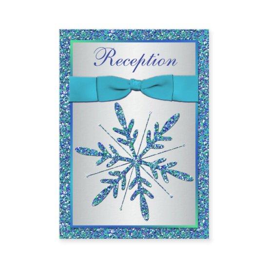 Aqua, Silver, Blue Snowflake Enclosure Card
