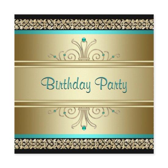 Aqua Teal Blue and Gold Birthday Party