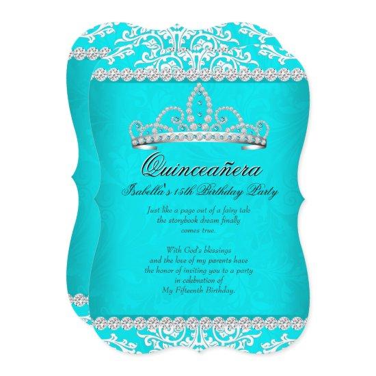 Aqua Teal Quinceanera 15th Birthday Party Tiara