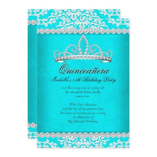Aqua Teal Quinceanera 15th Birthday Party Tiara