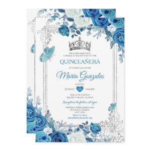 Aqua Teal Quinceañera Silver Crown 15 Anos