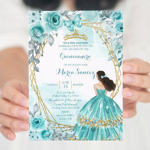 Aqua Teal Turquoise2 Rose & Butterfly Mis Quince