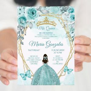 Aqual Teal Turquoise3 Butterfly & Rose Mis Quince
