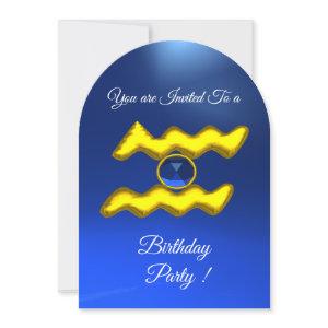AQUARIUS Gold Aqua Blue Zodiac Birthday Party