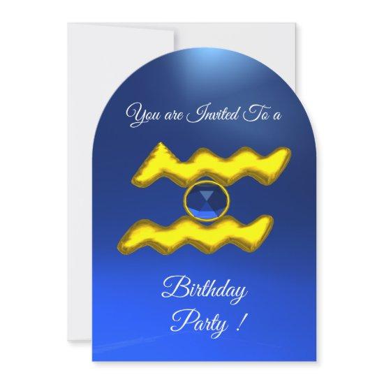 AQUARIUS Gold Aqua Blue Zodiac Birthday Party