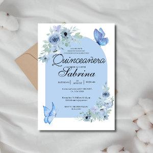 arch Quinceanera Floral Baby Blue butterflies