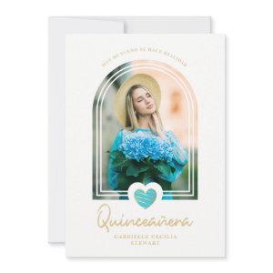 Arch Spanish Modern Blue Heart Photo Quinceañera
