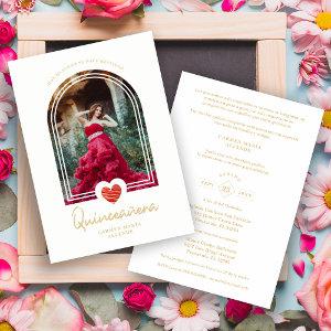 Arch Spanish Modern Red Heart Photo Quinceañera