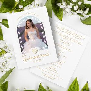 Arch Spanish Modern White Heart Photo Quinceañera