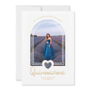 Arch Spanish Navy Blue Heart Photo Quinceañera