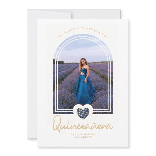 Arch Spanish Navy Blue Heart Photo Quinceañera