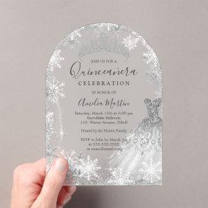 Arch Winter Snowflake Clear Fosted Quinceanera   Acrylic