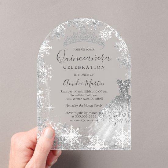 Arch Winter Snowflake Clear Fosted Quinceanera   Acrylic