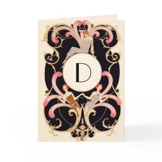 ART DECO BEAUTY FASHION RED GEM MONOGRAM Birthday Card