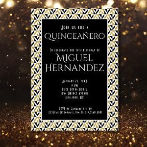 Art Deco Gold And Black Quinceañero 15th Birthday
