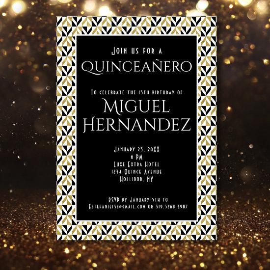 Art Deco Gold And Black Quinceañero 15th Birthday