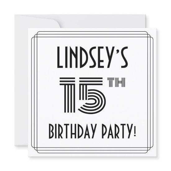 Art Deco Inspired 15th Birthday Party, Custom Name
