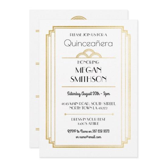 Art Deco Quinceanera Birthday Party 1920s Invite