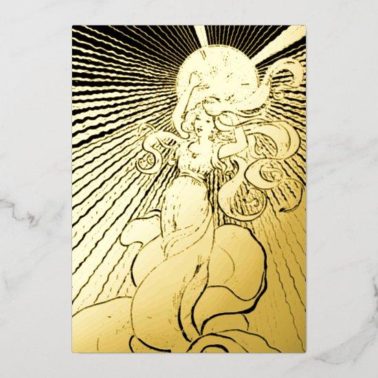 Art Nouveau Girl With Shining Star Quinceañera Foil