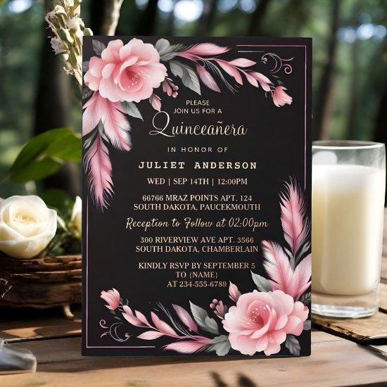 Art Pastel Font Dusty Glam Rose Gold Quinceanera Foil