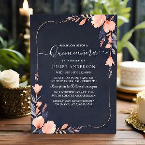 As Glam Ball Gown Spark Dark Navy Blue Quinceanera
