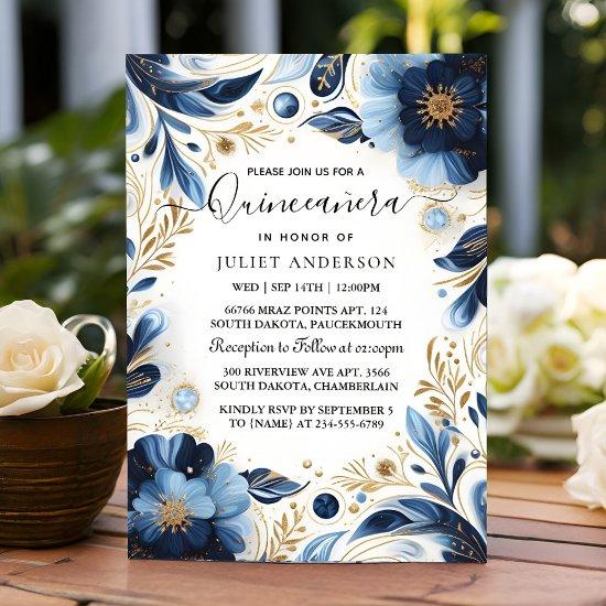As Ombre ivory Ice Sky Gold Royal Blue Quinceanera