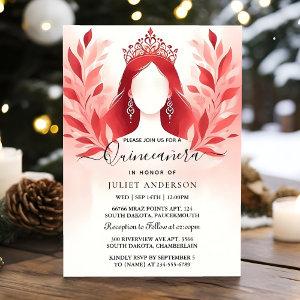 At Hot Pink Crown Tiara Black Lace Red Quinceanera