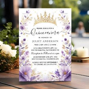 At Royal Gold Tiara Lilac Light Purple Quinceanera