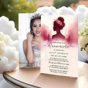 At Silver Plum Lace Gown Boho Burgundy Quinceanera
