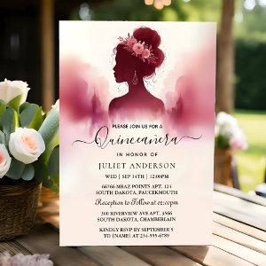 At Silver Plum Lace Gown Boho Burgundy Quinceanera